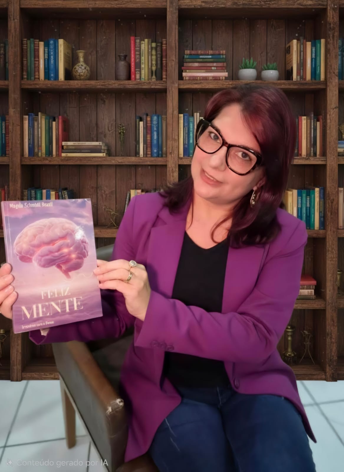 Magda Schmidt Brasil apresentando o livro FelizMENTE